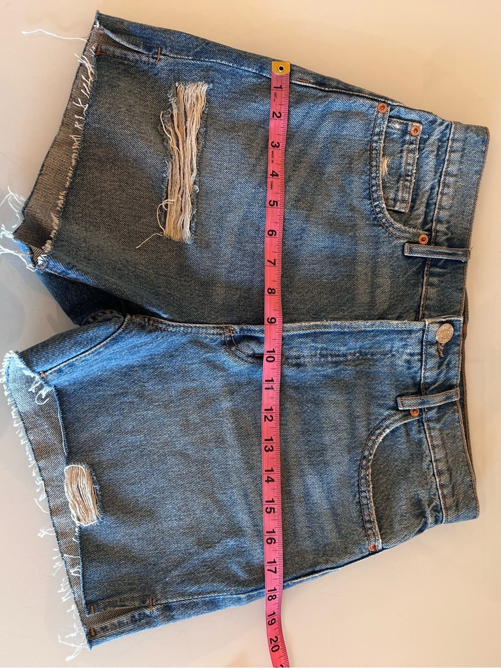 GARAGE DENIM Cut-Off Shorts High Rise Distressed Festival Boho - Picture 4 of 7